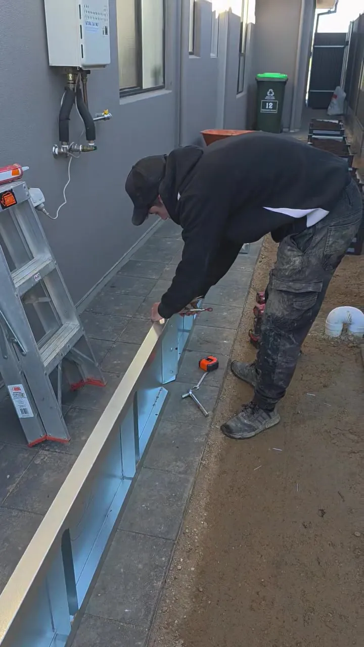 Pool wall components being prepared on site at Roseworthy