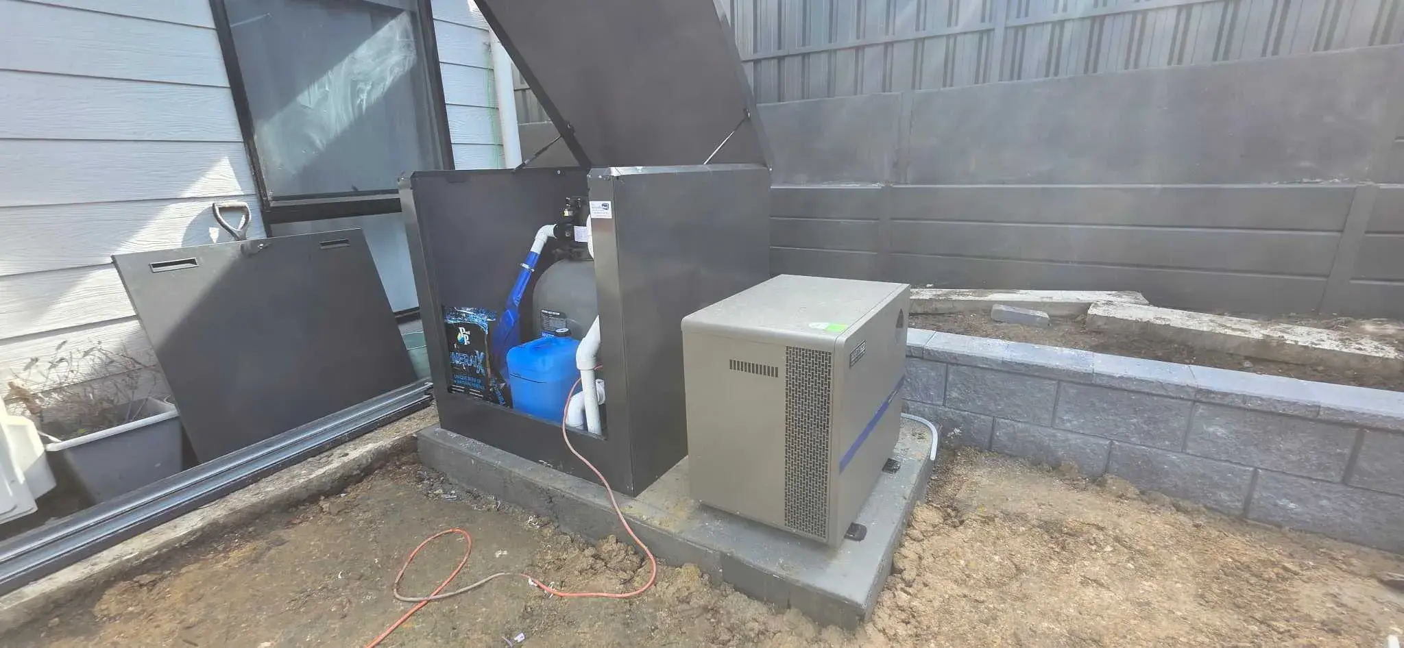 Acoustic box filtration housing in Monument, designed to reduce equipment noise and protect the filtration system from the weather